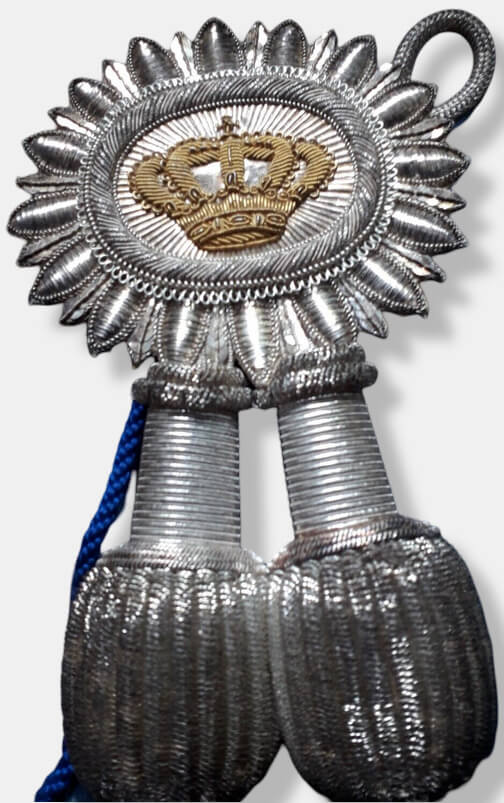 Ein kunstvoll gesticktes Portepee für einen bayerischen Kammerherrenschlüssel, hergestellt von Friedrich Wiedemanns Söhne.